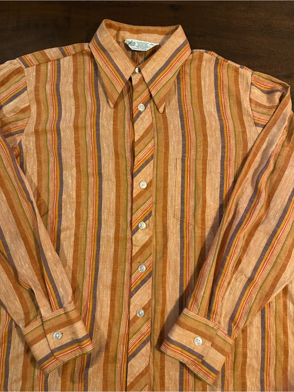 Vintage Orange Striped Women’s Button-Down Shirt